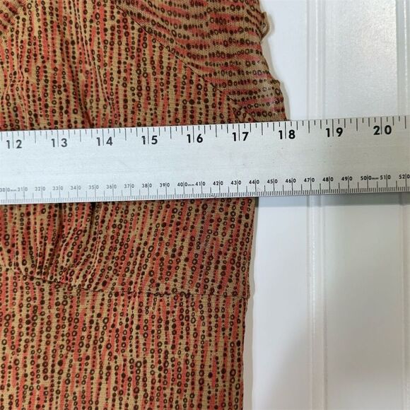 Axcess Liz Claiborne XL Micropleated Crinkle Mesh Top Brown Red Y2K Cottagecore - Picture 3 of 8